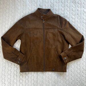 Emporio Collezione Jacket Men's Small Brown Faux Suede Outerwear Biker Casual